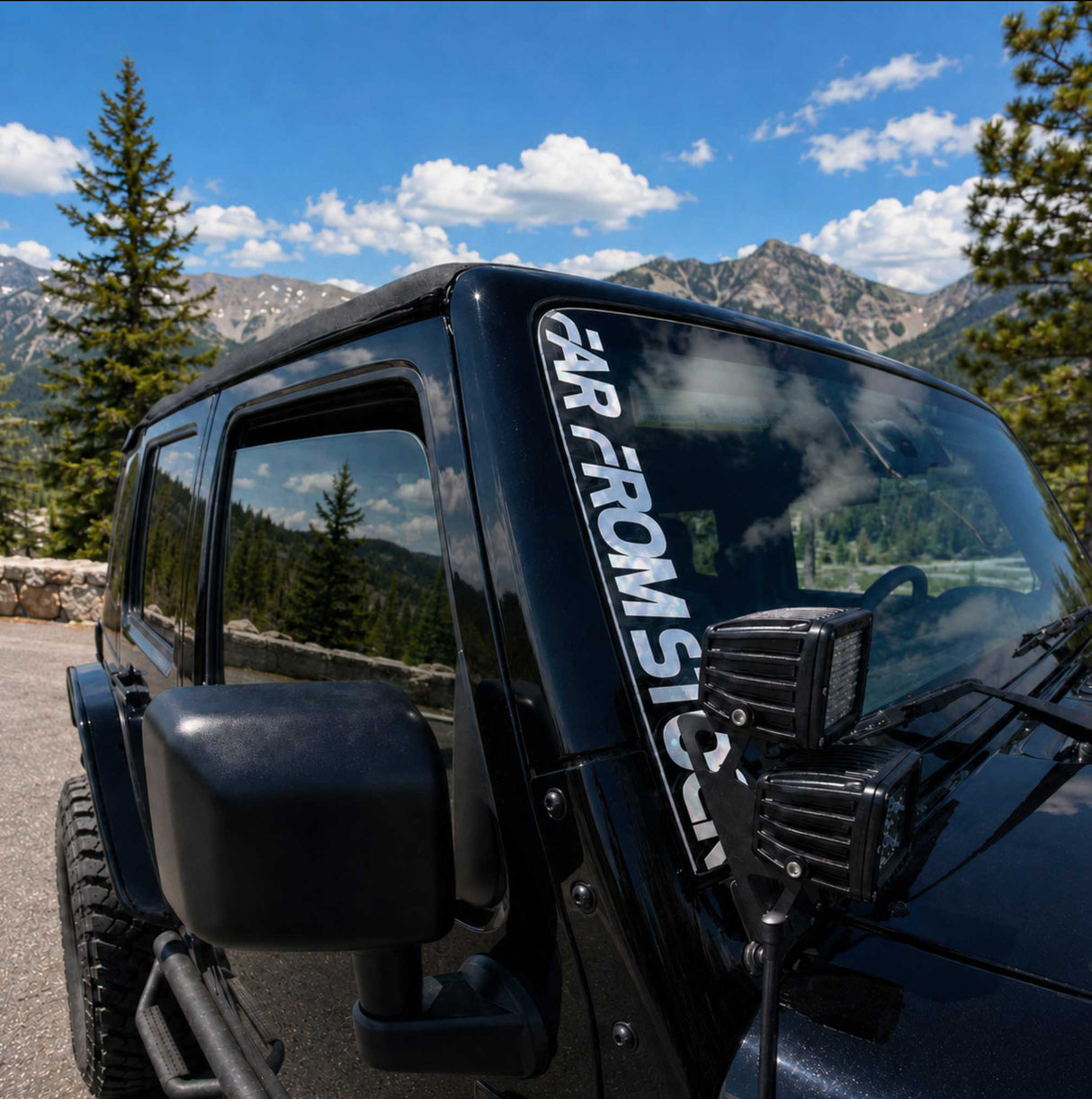 17" FFS Jeep JK Windshield Pillar Decal Far From Stock - Merch