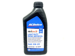 ACDelco 19370138 OE 0W-20 DexosD Light Duty Diesel Motor Oil, 1 quart, 2020-2024 GM 3.0L Duramax LM2 LZ0 GM