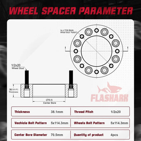1964-2014 Ford Mustang / Lincoln / Mazda / Mercury 5x4.5 Inches Wheel Spacers 4PCS