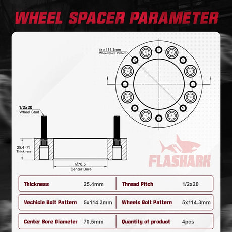 1964-2014 Ford Mustang / Lincoln / Mazda / Mercury 5x4.5 Inches Wheel Spacers 4PCS Flashark