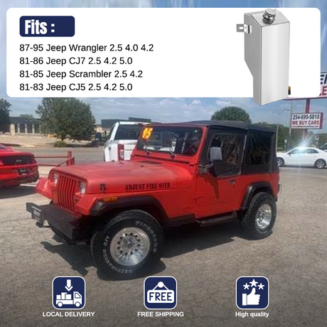 1987-1995 Jeep Wrangler YJ CJ5 CJ7 2.5L 4.0L 4.2L Aluminum Coolant Reservoir