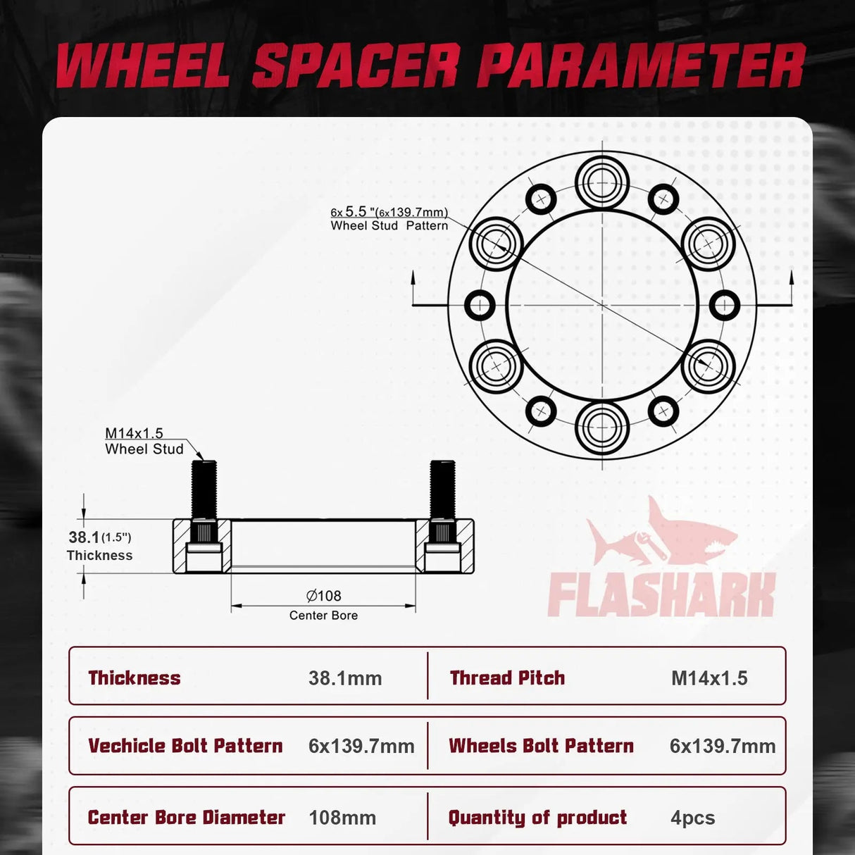For 1988-2021 Chevy Chevrolet Silverado GMC Cadillac 1500 2500 6x5.5 Inches Wheel Spacers 4PCS