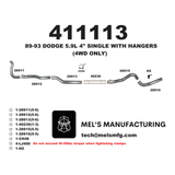 1989-1993 Cummins 5.9L 4" Turbo Back Exhaust System No Muffler (411113 / 412120)