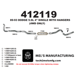 1989-1993 Cummins 5.9L 4" Turbo Back Exhaust w/ Muffler (411110)