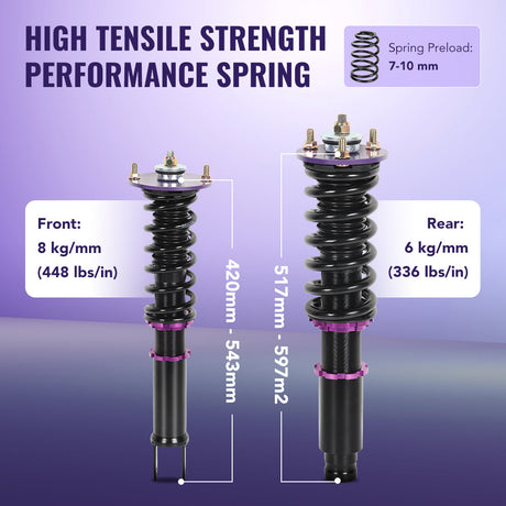 Height Adjustable Coilovers for 1990-1999 Honda Accord(CB3, CB7) & Acura CL- 4PCS Flashark