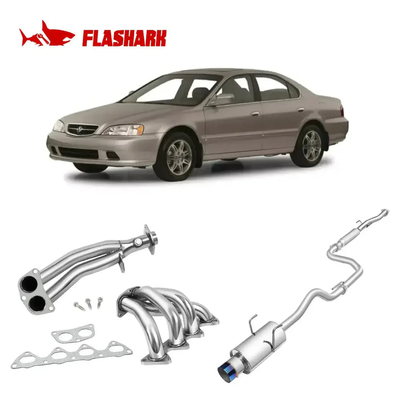 Catback Exhaust System For 1994-2001 Honda Acura Integra GS/RS/LS 1.8L with 4 Inches Burnt Rolled Tip N1 Style Flashark