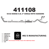 1994-2002 Cummins 5.9L 4" Turbo Back Exhaust w/ Muffler (411108)
