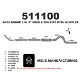 1994-2002 Cummins 5.9L 5" Turbo Back Exhaust w/ Muffler (511100)