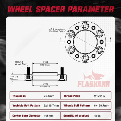 1996-2022 Toyota 4Runner FJ Tacoma Tundra Sequoia / Lexus GX460/GX470 6x5.5" Wheel Spacers 4PCS