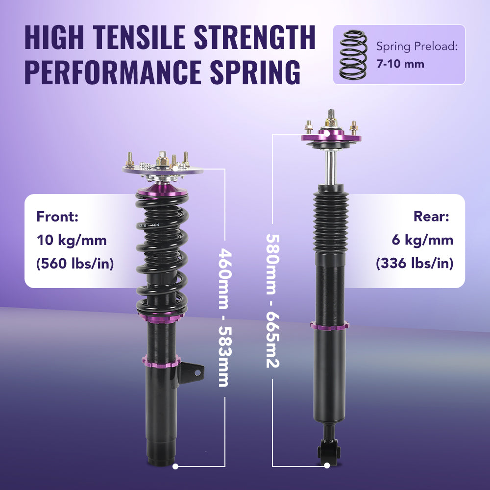 BMW 3-Series E46 Coilovers for 1998-2005 318i/323i/325i/325xi/325Ci/328i/328Ci/330i/330xi - 4PCS Flashark