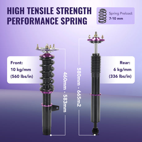 BMW 3-Series E46 Coilovers for 1998-2005 318i/323i/325i/325xi/325Ci/328i/328Ci/330i/330xi - 4PCS Flashark