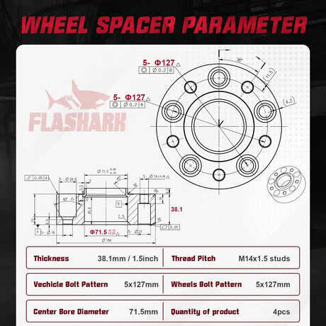 1999-2010 Grand Cherokee WJ WK, 2007-2018 Wrangler JK JKU, 2006-2010 Commander XK Black 5X5 Wheel Spacers 4PCS Flashark
