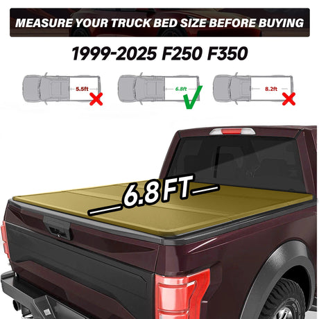 Trucktok 1999-2025 Ford F250 F350 Super Duty 6.8FT Hard Tri-Fold Tonneau Cover Truck Bed Pickup TruckTok