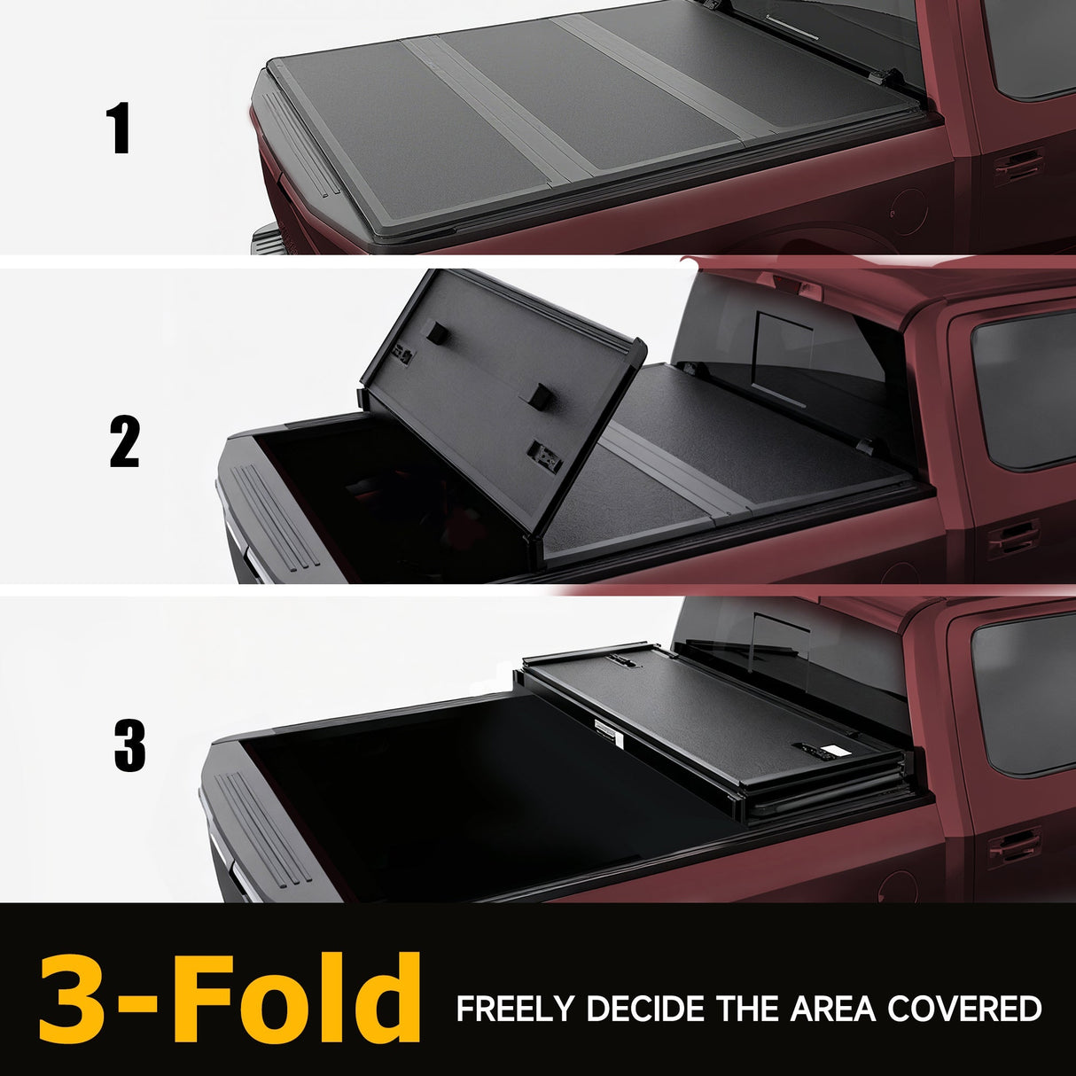 Trucktok 1999-2025 Ford F250 F350 Super Duty 6.8FT Hard Tri-Fold Tonneau Cover Truck Bed Pickup TruckTok