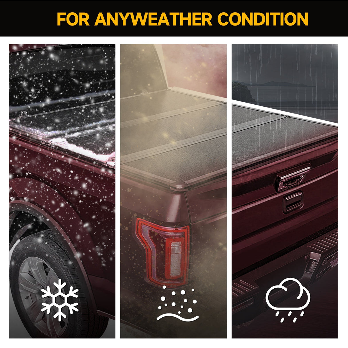 Trucktok 1999-2025 Ford F250 F350 Super Duty 6.8FT Hard Tri-Fold Tonneau Cover Truck Bed Pickup TruckTok