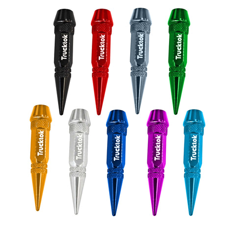 Trucktok 4pcs Aluminum Spike Bullet Valve Stem Caps Cover Wheel Tire Air Cap TruckTok