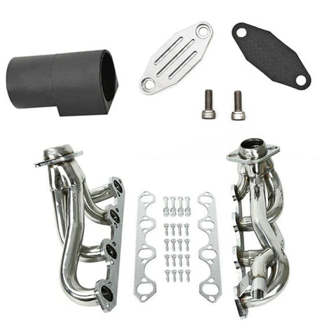 TruckTok 1987-1996 Ford 5.8L F150 F250 Bronco Short Header Manifold & EGR Block Off delete Kit TruckTok