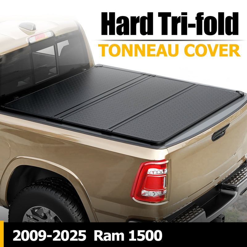 Trucktok 2009-2025 Dodge Ram 1500 5.7FT Hard Tri-Fold Tonneau Cover Truck Bed