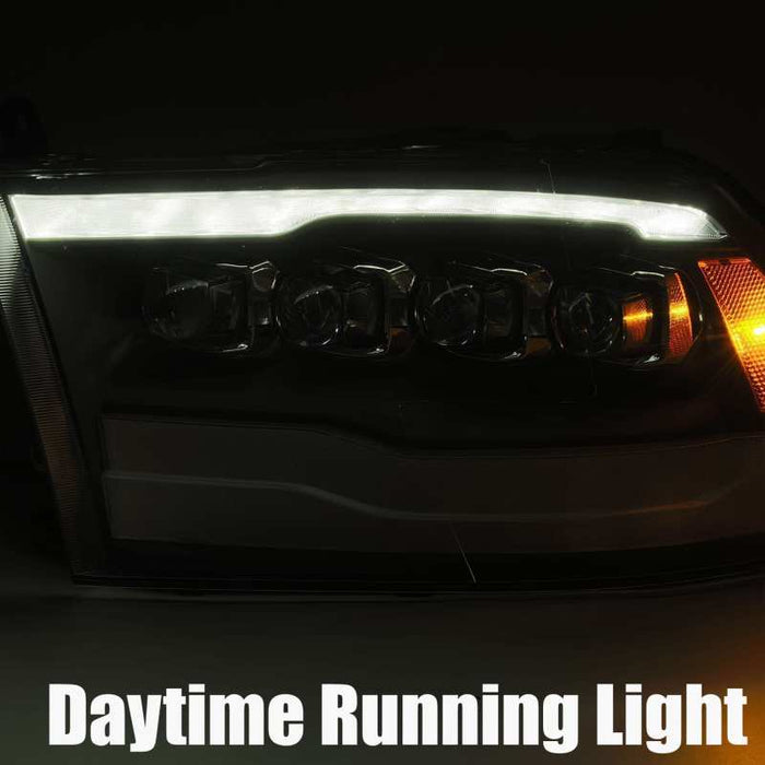 Phares de projecteur à LED AlphaRex 09-18 Dodge Ram 1500HD NOVA, style planche, chrome avec DRL