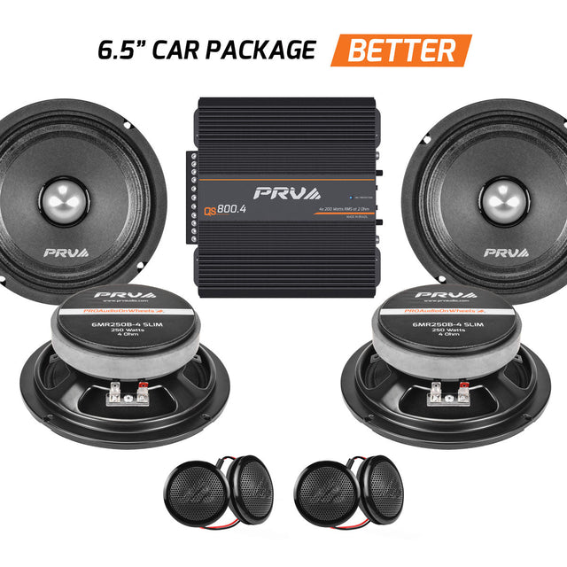 6.5” PRO Audio Bullet Speakers & Tweeters + Amplifier Bundle PRV Audio