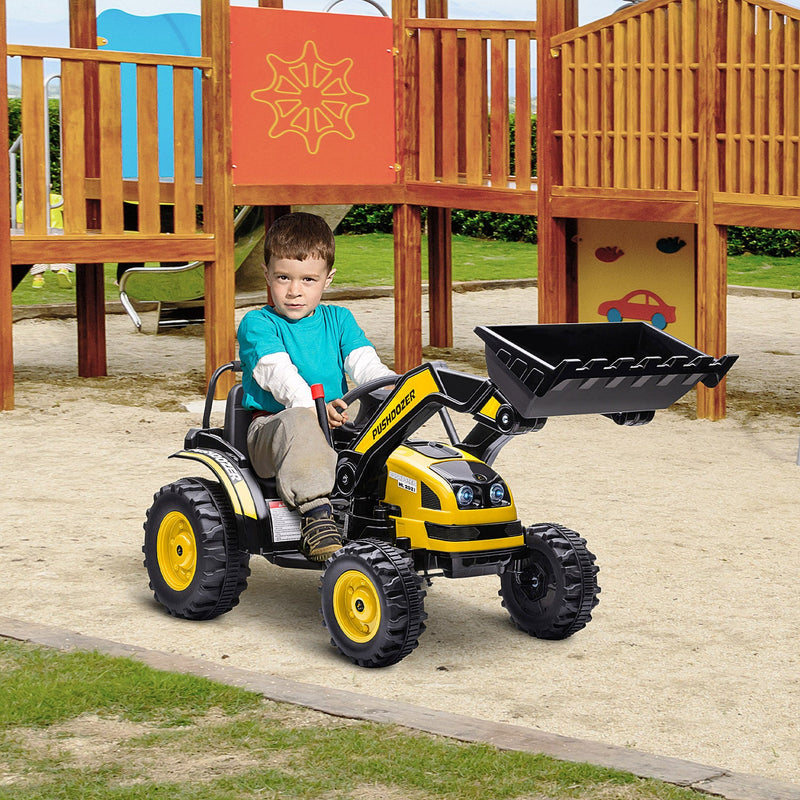 Excavator 6V Battery Tractor with Music and Headlight for Kids' Riding Fun