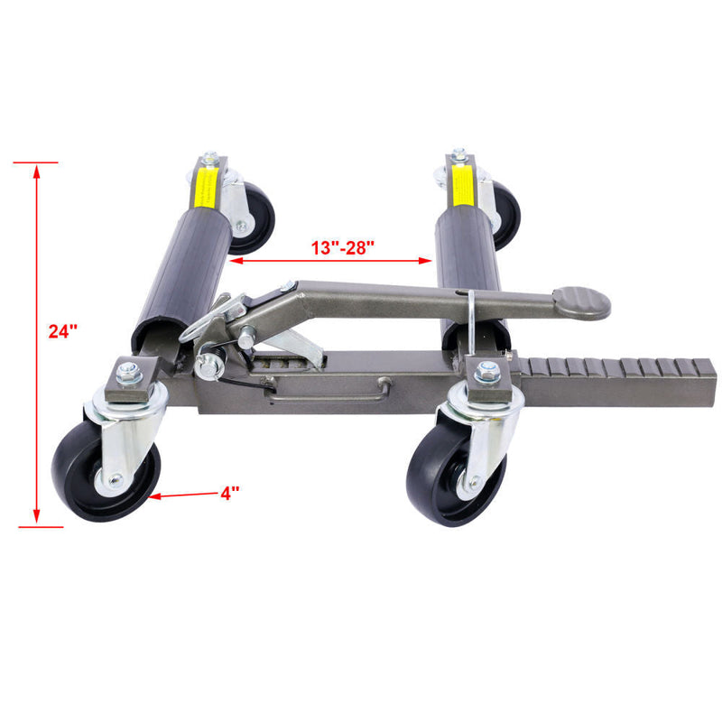 2-in-1 Hydraulic Car Skates: Effortlessly Position Your Vehicle with Wheel Dolly and Tire Jack Combo