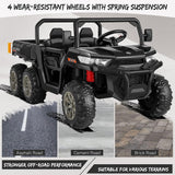 2-Seat 24V Electric Dump Truck Ride-On Toy with 6 Wheels - Black