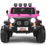 2-Seat Pink Ride on Car with Remote Control, LED Lights, and Music for Toddlers
