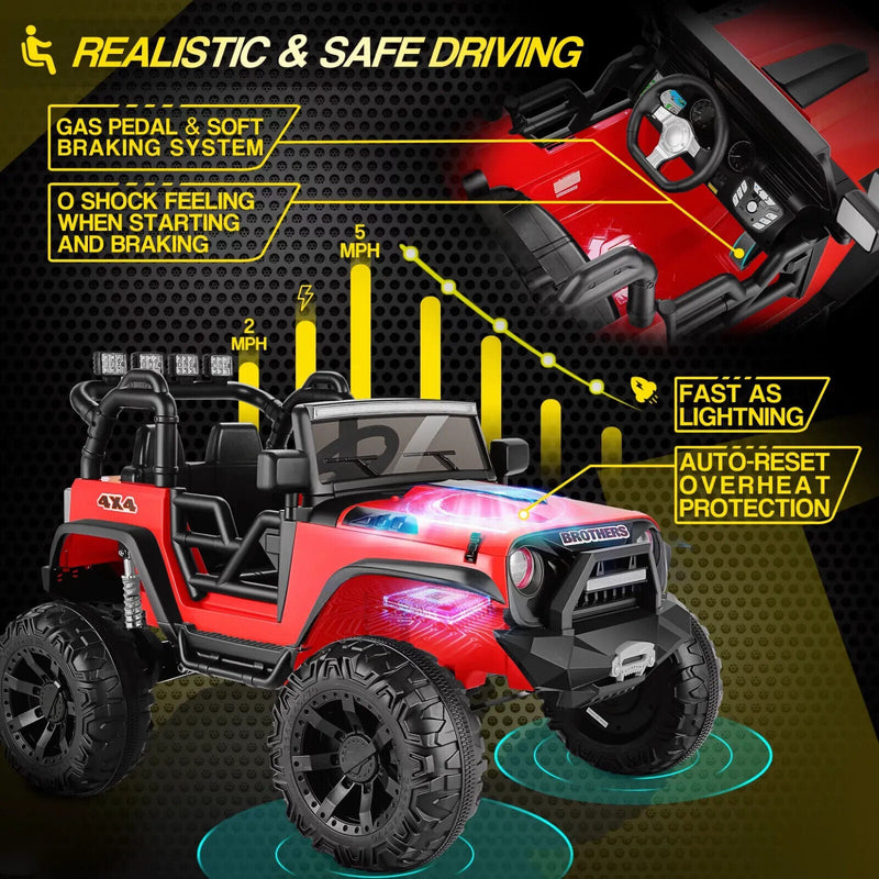 2-Seater 24V/12V Electric Ride-On Truck for Kids with Bluetooth and 2x200W Motors - 77 New Features!