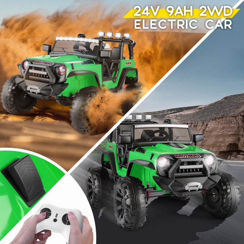 2-Seater 24V/12V Electric Ride-On Truck for Kids with Bluetooth and 2x200W Motors - 77 New Features!