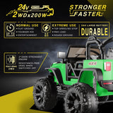 2-Seater 24V/12V Electric Ride-On Truck for Kids with Bluetooth and 2x200W Motors - 77 New Features!
