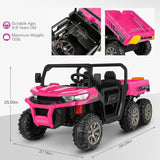 2 Seater 4WD Ride On Car with Dump Bed, Remote Control, and Music - 300W Motors, 24V