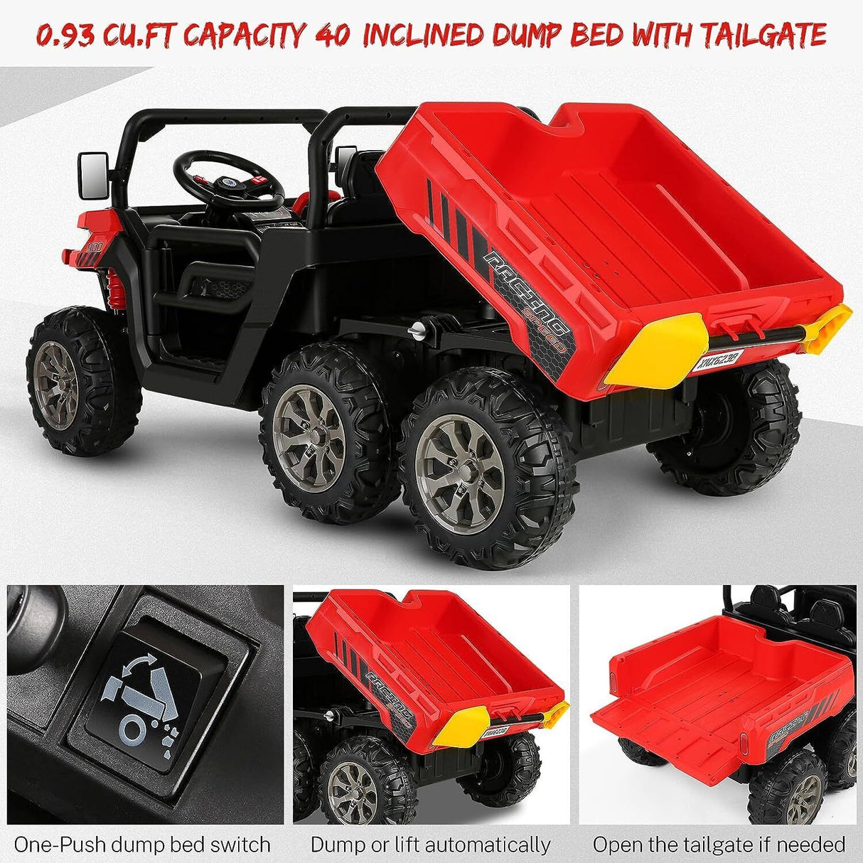 24V 4WD Kids Electric Car with Remote Control and Dump Bed - 2 Seater Ride-On Vehicle