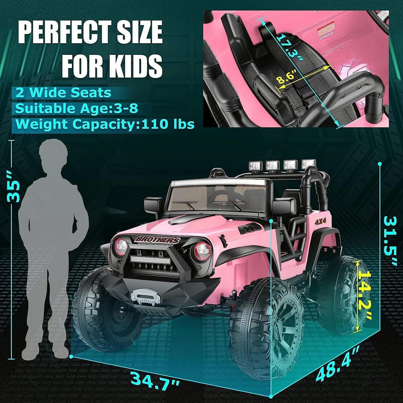 2-Seater 24V Electric Ride-On Car for Kids with Remote Control - Pink