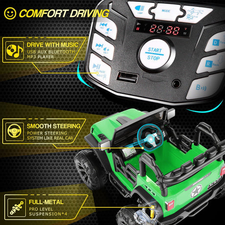 2-Seater 24V Electric Ride-On Truck for Kids with Bluetooth and 200W Motors