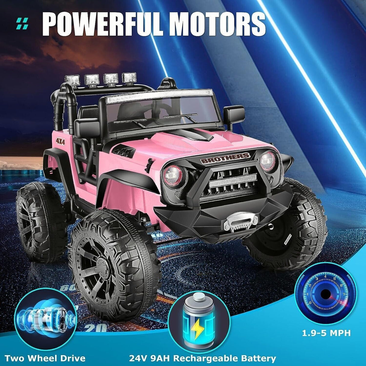 2-Seater 24V Electric Ride-On Truck for Kids with Bluetooth and 2x200W Motors - 103 Features Included