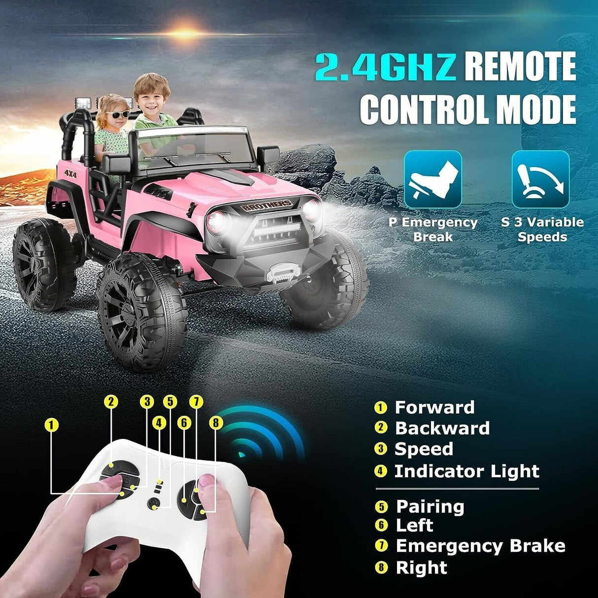 2-Seater 24V Electric Ride-On Truck for Kids with Bluetooth and 2x200W Motors - 103 Features Included