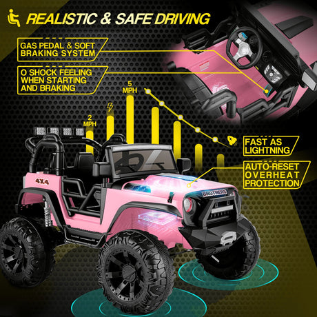 2-Seater 24V Electric Ride-On Truck for Kids with Bluetooth and 2x200W Motors