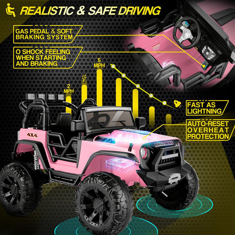 2-Seater 24V Electric Ride-On Truck for Kids with Bluetooth and Remote Control