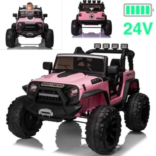 2-Seater 24V Electric Toy Truck for Kids with LED Lights and Parental Remote Control