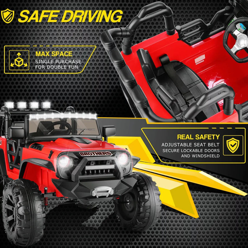 2-Seater 24V Electric Ride-On Truck for Kids with Parental Remote Control - US Version