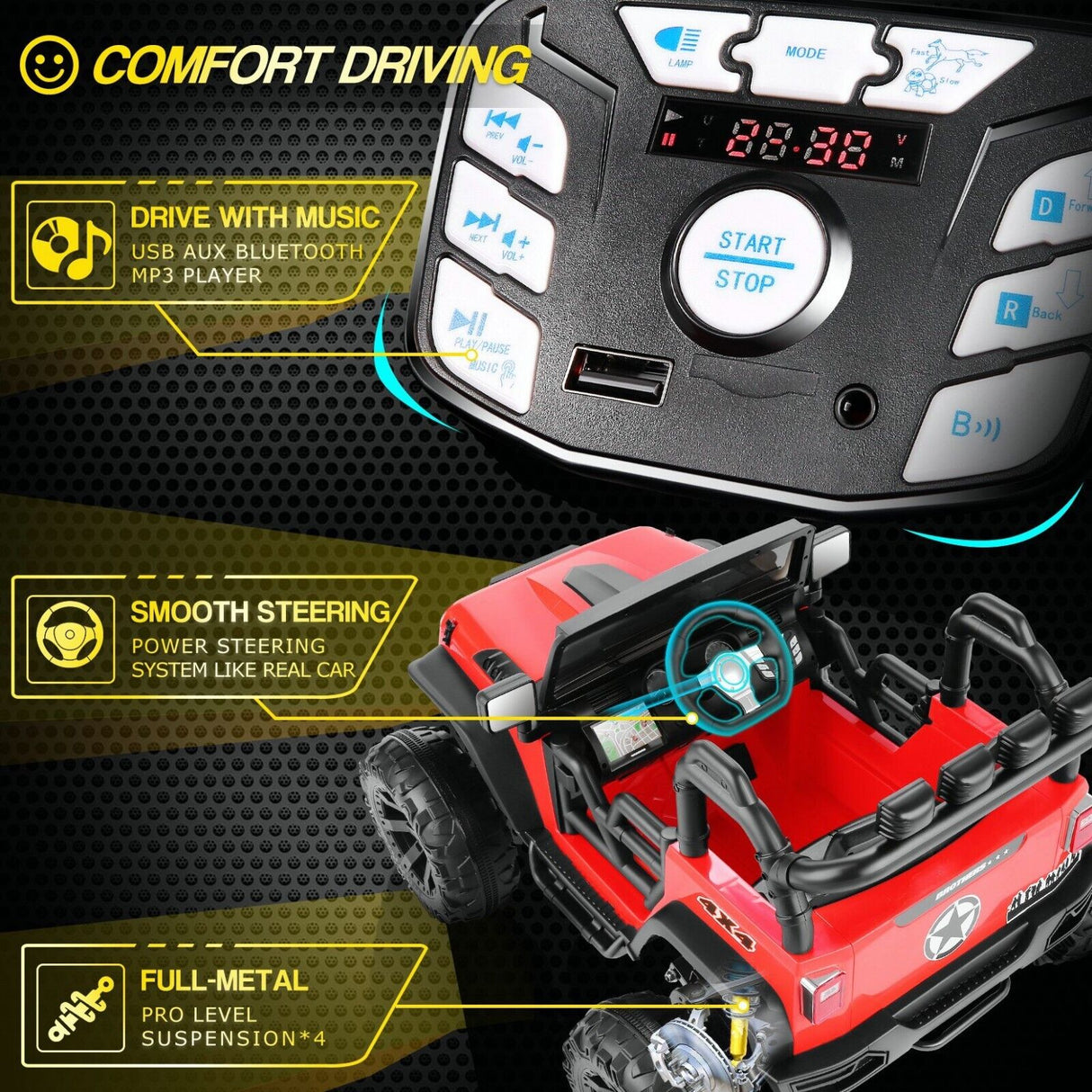 2-Seater 24V Electric Ride-On Truck for Kids with Parental Remote Control - US Version