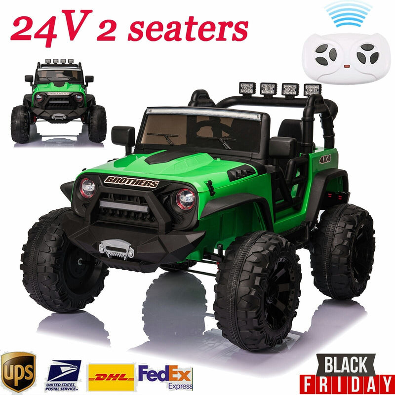 24V Electric Ride-On Jeep for Kids with Parent Remote Control, LED Lights, and Music