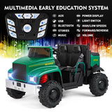 2-Seater Electric Ride-On Tractor with Dump Bed and 3-Speed RC - 24V Battery Powered Toy Car
