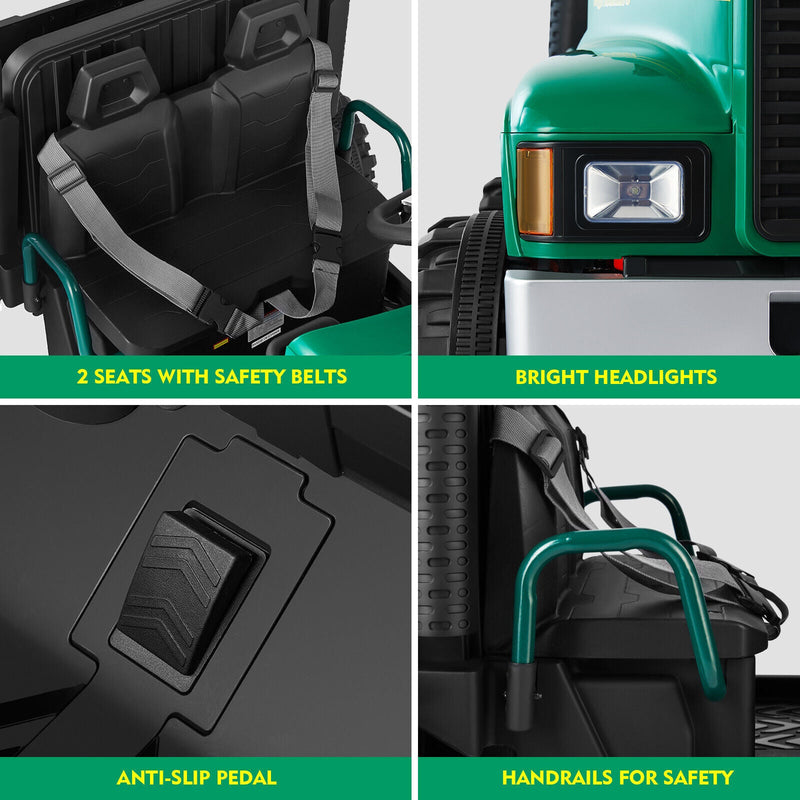 2-Seater Electric Ride-On Tractor with Dump Bed and 3-Speed RC - 24V Battery Powered Toy Car