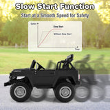 2-Seater Black Battery Powered Ride-On Car with 3-Point Seat Belts and Doors - 12V