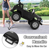 2-Seater Black Battery Powered Ride-On Car with 3-Point Seat Belts and Doors - 12V
