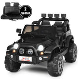 2-Seater Black Electric Ride-On Car for Kids with Remote Control - 12V Toy Truck