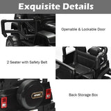 2-Seater Black Electric Ride-On Car for Kids with Remote Control - 12V Toy Truck