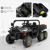 2-Seater Electric Ride-On Car with Dump Bed Truck and 6 Wheels - 24V Battery Powered Toy for Kids